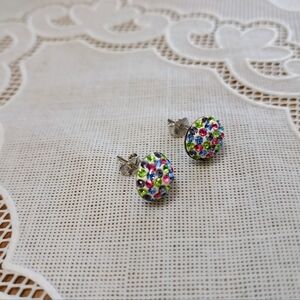 💖New Sterling Silver 925 Colorful CZ Button Stud Earrings💖